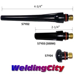 WeldingCity 5-pk Back Cap 57Y03 (300M) (Medium) for TIG Welding Torch 17, 18 and 26 Series (Pack of 5)