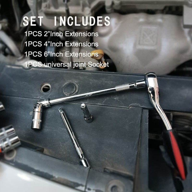 4 Piece 1/4 Inch Drive Extension Bar Set, 1/4 Inch