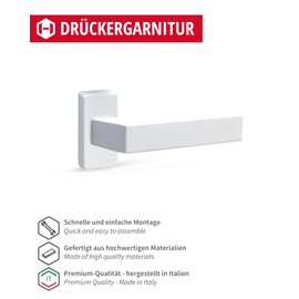 Gedotec Narrow Frame Handle Set Aluminium 1 Set Door Fitting Door Handle Room Door on Narrow Rosette PZ Cylinder Handle Pair White Push 1317 Door Set Including Mounting Material