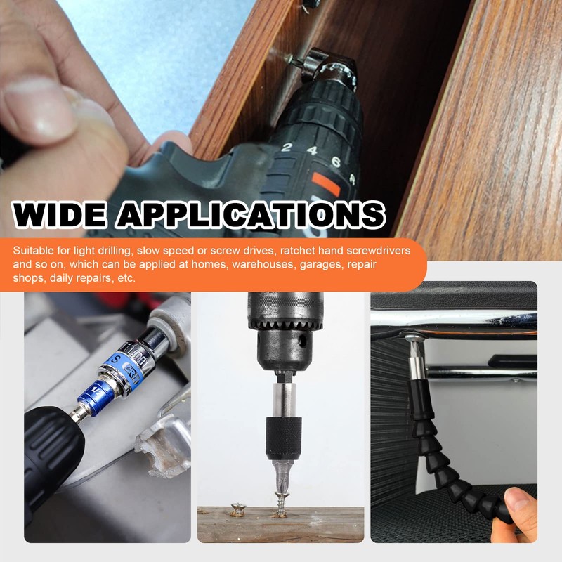 Tanstic 18Pcs Flexible Drill Bit Extension Set, Includes Bendable Drill