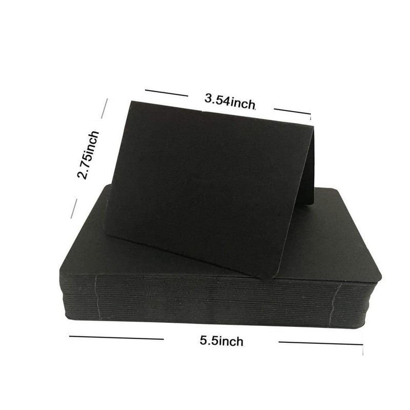 50 Pcs Black Blank Place Cards-Blank Tent Table Place Cards