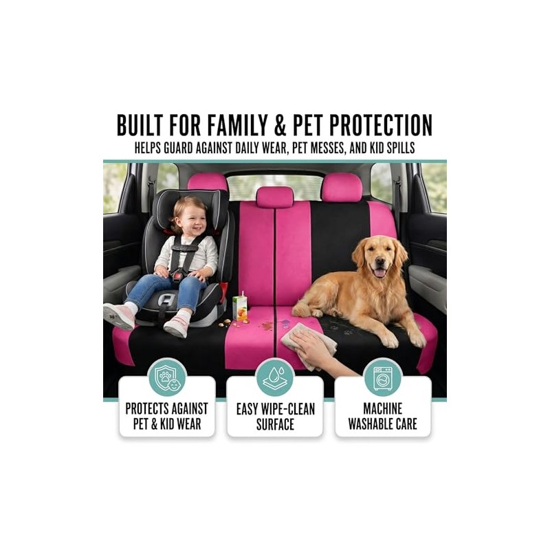 FH GROUP FB030PINK-COMBO Seat Cover Combo Set with Steering Wheel