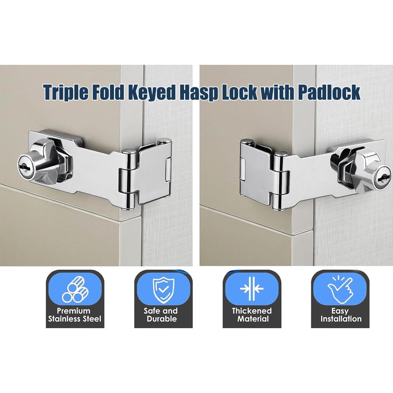 Litensh Hasp Lock Padlock Gate Bolt Door Bolt Lock with