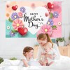 Happy Mother's Day Backdrop Banner,Pink Flower Large Fabric Background Banner