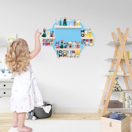 Taladad for TonieBox and Tonie Shelf Cloud,Tonies Storage for 12-20 Tonie Figures Characters Magnetic Wall Shelf for Tonies Toniebox, Charging Station (Blue-Without Box Holder)