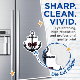 (2 Pack) Anchor Magnets - Nautical Home Decor - Bow Accent Fridge - 5" On Longest Side - Sticks to Smooth Flat Surfaces - Made in USA - MAG10760