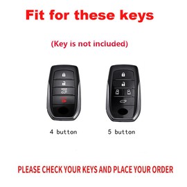 TECART Key Fob Case Cover Fit for Toyota Land Cruiser Mirai Venza RAV4 Fortuner Key Shells Key Accessories 4 Button Black