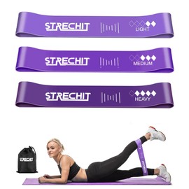 Resistance Bands for Men and Women with Different Resistance Levels for Shaping Legs & Glutes - Exercise Band for Gym, Yoga, Home Exercise, Workout with Carrying Bag & Posture Guide (3, Purple)