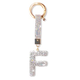 ZVRSUA Keyring Letter with Rhinestones, Key Ring Name, Key Ring Girls Women, Bag Charms, Backpack Pendant, Key Ring Gliter, Gifts for Women Girls, Keychain Silver, Silver f