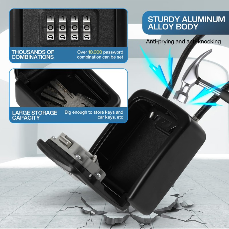 NBYT Portable Combination Lock keybox,For House Keys Key Hiders to