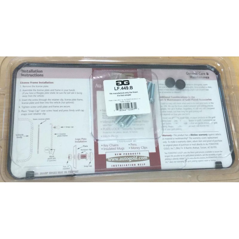 Autogold Universal Slimline 2-hole Black Powder Coat License Plate Frame