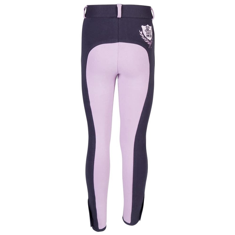PFIFF Elisa - Pantaloni da Equitazione per Bambini, Blu (Blu/Lilla),