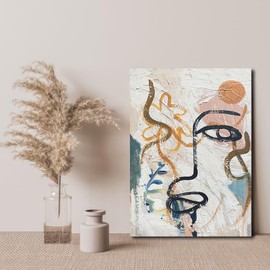 Abstract Face Wall Art Retro Human Face Graffiti Wall Art Matisse Prints Women Face Boho Wall Art Painting Face Line Art Wall Decor Minimalist Artwork Nordic for Living Room Bathroom Bathroom 16x24in
