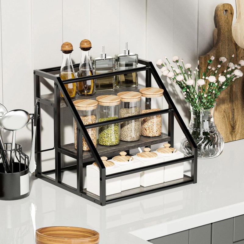 Vantimo Coffee Syrup Rack Organizer, 3 Tier Countertop Storage Shelves,