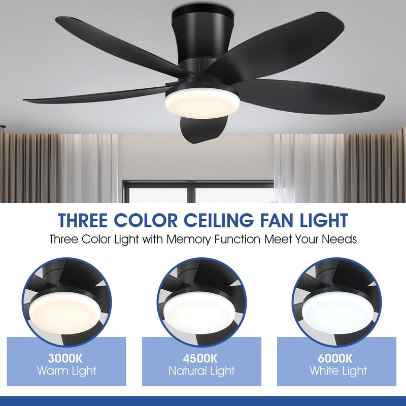 Surtime Ceiling Fans with Lights-36 Low Profile Ceiling Fan with