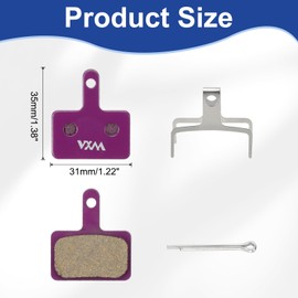sourcing map Disc Brake Pad 1.22" x 1.38" Semi-Metallic Resin Bike Brake Pads with Spring and Pin for BB7 M355 M446 M640 Mountain Road Bikes, Purple