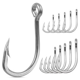 Fishing Hooks Saltwater,30PCS Marlin Trolling Hooks Extra Strong Stainless Steel Fish Hooks Offset Point Barb Live Bait Hooks Big Game Fishing Tackle (6/0-30 Pack)