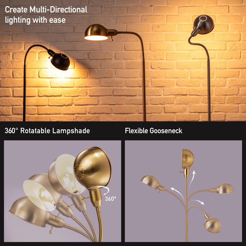 O'Bright Nova - Adjustable Floor Lamp with Flexible Gooseneck and