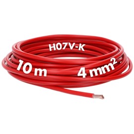 10 m Lapp 4520043 H07V-K 4 mm² Red I Wiring Cable I Flexible Flexible PVC Single Core I Stranded 4 mm2 I Wiring