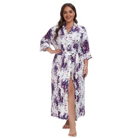 Women's Robes Plus Size Soft Kimono Bath Robes Lightweight Plus Size Floral Robes Plus Size Maternity Robes Sleepwear, 4X