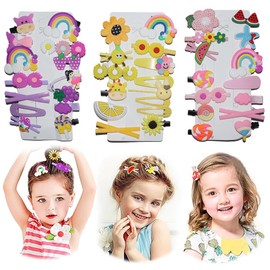 MWUMRCM Hair Clips Girls, Pack of 42 Cartoon Design Hair Clips Girls Metal Print Hair Clips for Baby Children Women for Birthday Party Gift and Girls Ladies Hair Various Colours