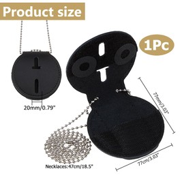 Hobbspring 1 x Police ID Card Holder, Universal ID Card Holder Made of Cowhide Leather, Belt Clip, Round Security ID Card Holder with Rivets and Iron Chain for Law Enforcement Officers