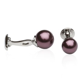Mens Purple Simulated Pearl Cufflinks & Studs Mauve Eggplant Tuxedo Formal Set for Wedding Groomsmen Groom with Travel Presentation Gift Box for Special Occasions