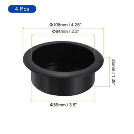 uxcell 4 Pcs Plastic Drop-in Cup, 1.38" x 4.25" Drink Can Holder Poker Table Cup Holder Insert for Sofa Boat Car Marine, Black
