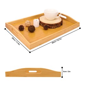 kukmakri 3 Pack Bamboo Serving Tray, 16x 11.6 Inch Wooden Serving Trays with Handles, Bamboo Trays for Serving Food, Perfect for Dinner, Tea, Bar, Breakfast, and Food for Parties, Bed, & Kitchen