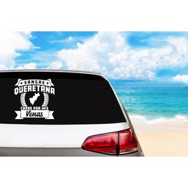 Stickers para Carros Sangre Queretana Corre por mis Venas Calcomanias para Autos Queretaro Mexico Car Decal for Trucks Latin Heritage (5" x 5", Querétaro)