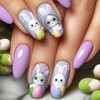 Cute Purple Press on Nails Easter Fake Nails Medium Almond
