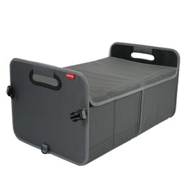 austoces Car Trunk Organizer With Soft Cover and Storage Bin Essentials Collapsible Organization Accessories for SUV/Sedan Grey