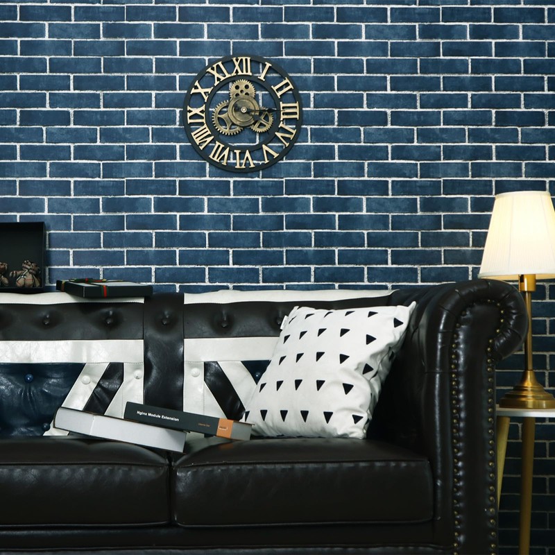 HeloHo 17.7" X 394" Blue Brick Wallpaper Peel and Stick