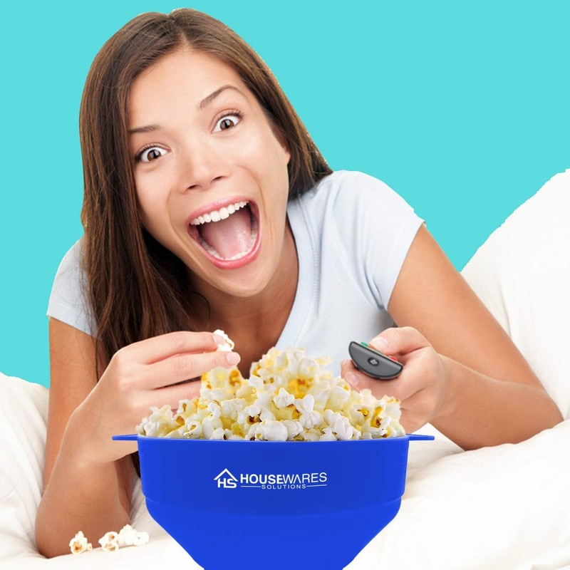 Collapsible Silicone Microwave Hot Air Popcorn Popper Bowl With Lid