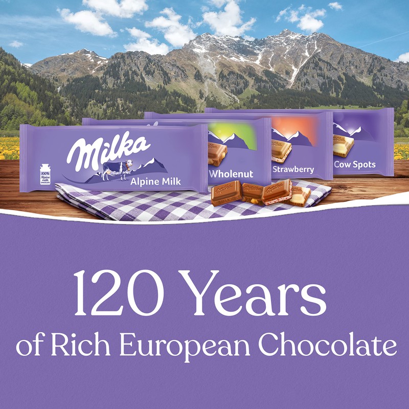 Milka European Chocolate Bars Variety Pack, Alpine Milk Chocolate, Cow