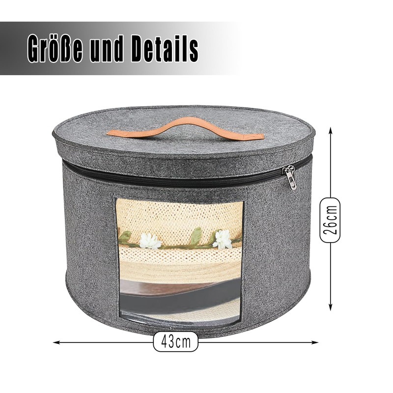 Cnwinu Round Hat Box with Lid, 43 x 26 cm