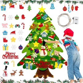 Felt Christmas Tree, 95 cm DIY Children's Christmas Tree, Removable Christmas Tree, with 32 Removable Hanging Ornaments, Felt Christmas Tree Children, for Home/Door/Wall Hanging Decor
