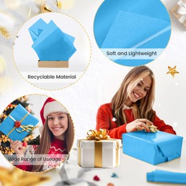Light Blue Tissue Paper for Gift Bags - 30 Sheets of Light Blue Wrapping Tissue Paper Bulk Packaging Paper for Weddings Birthday DIY Project Christmas Gift Wrapping Crafts Decor (14 x 20 Inch)