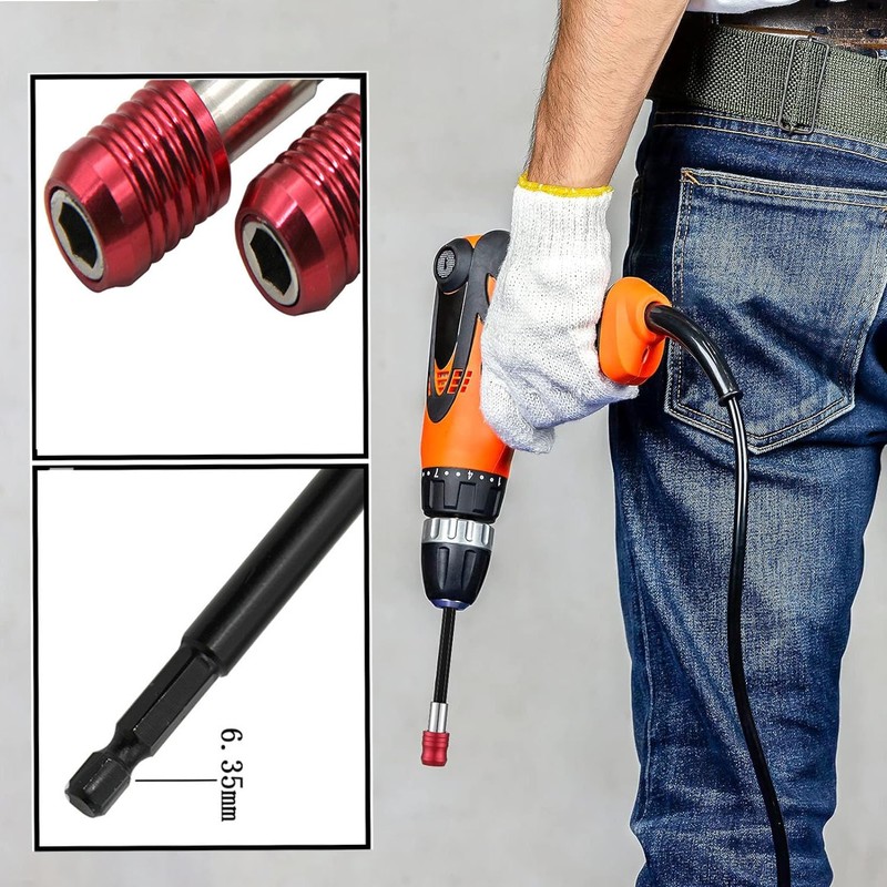 LxcshLjx 4Pcs Drill Bit Extension Set, Magnetic Screwdriver Bit Holder,
