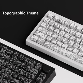 M1 V5 Aluminum Mechanical Keyboard 75% Topographic Theme Quick Release Gaming Keyboard with Knob, 8000 mAH RGB Hot-swappable White Custom Keyboard with Side-printed Keycaps Pre lubed Piano Switch