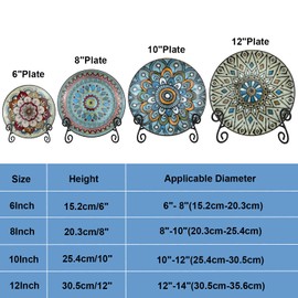 QIMOND 12 Inch Plate Stands for Display, 2Pack Black Iron Adjustable Easel Stand for Photo Picture Frame Plate Album and Home Decoration