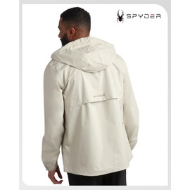 Spyder Mens Rain Jacket - Waterproof Lightweight Hooded Windbreaker, Outerwear Jacket for Golf, Hiking and Outdoor (S-XL), Size Medium, Stone