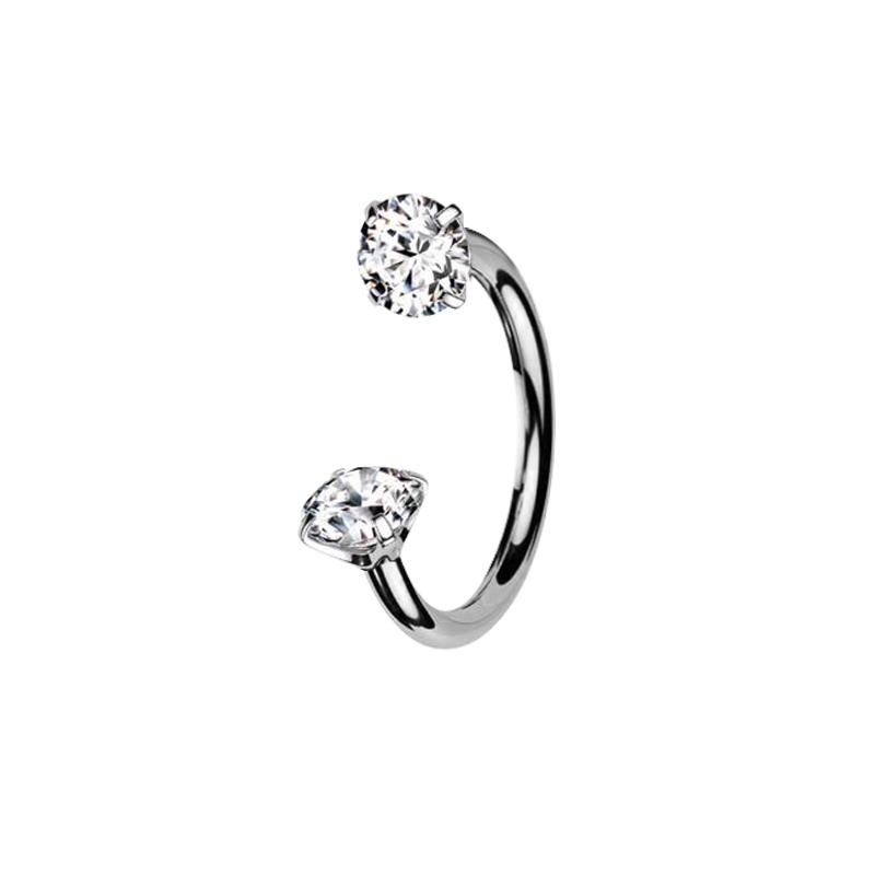 18G Titanium Horseshoe Nose Hoop Internally Threaded Gems Nose Ring:_Pink_18G