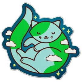 Cute Earth Cat Sticker "Purrth" - Cosmic Outer Space Cat Laptop or Water Bottle Decal, Cat Owner Animal Lover Gift