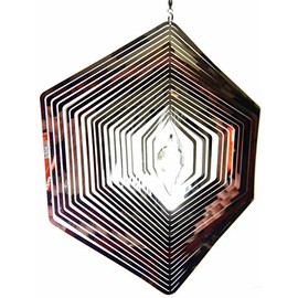 Hanging Stainless Steel Garden Wind Spinner Sun Catcher Crystal - Large Hexagon