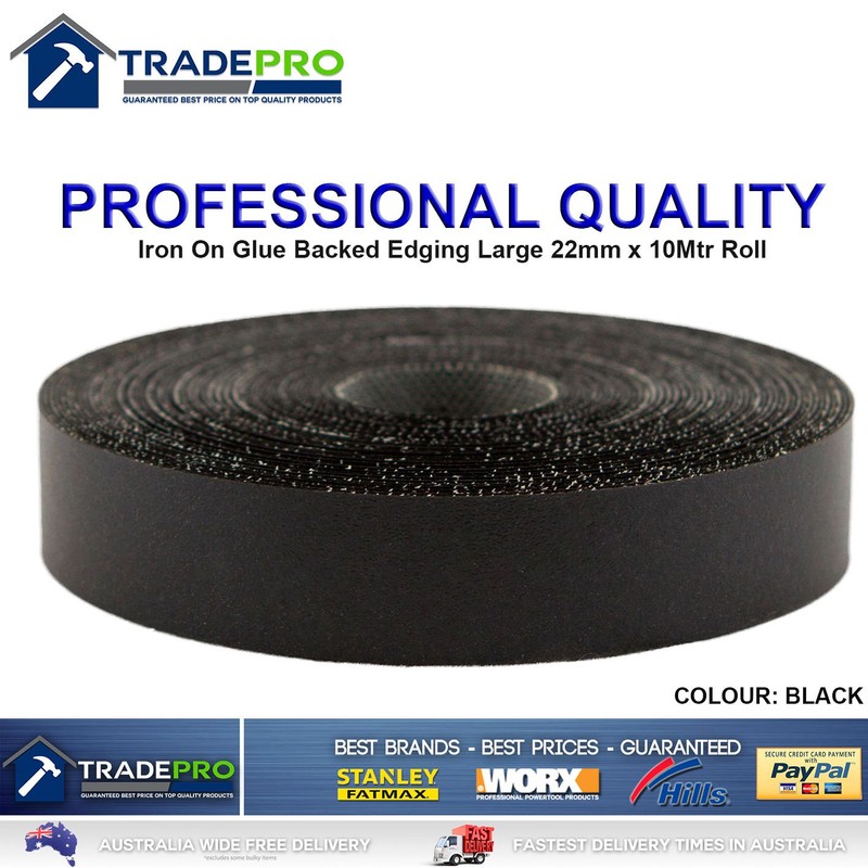 Icon Plastics Iron on Edging, 10 Meter Length, Black