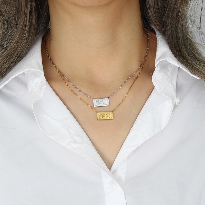 PAURO Women's 11 11 Angel Number Necklace Charm Choker Numerology