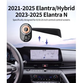 Masergogo Wireless Charging car Phone Holder for Hyundai Elantra/Hybrid 2021-2025/Elantra N 2023-2025 Accessories 8/10.25 inch Screen Fixed Clip,360° Rotation car Phone Mount Compatible with MagSafe