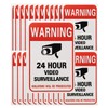 Tupalizy 24 Hours Video Camera Surveillance Sign Stickers Decals Self-Adhesive