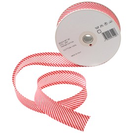 Inastri 25/5/ 5 mm Cotton Bias Binding in Red Striped White 237